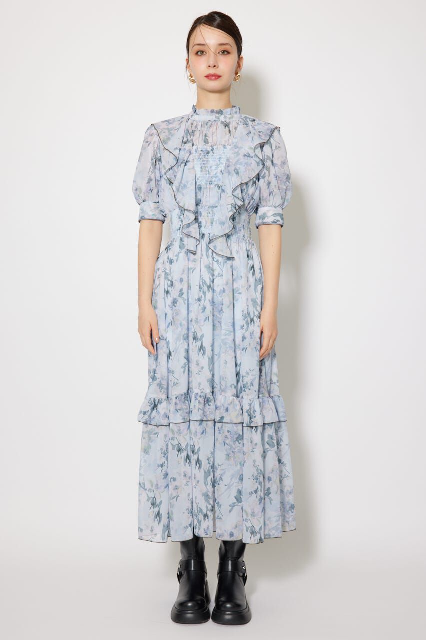 rienda「フロントロングフリルマルチパターンワンピース」|ワンピース|