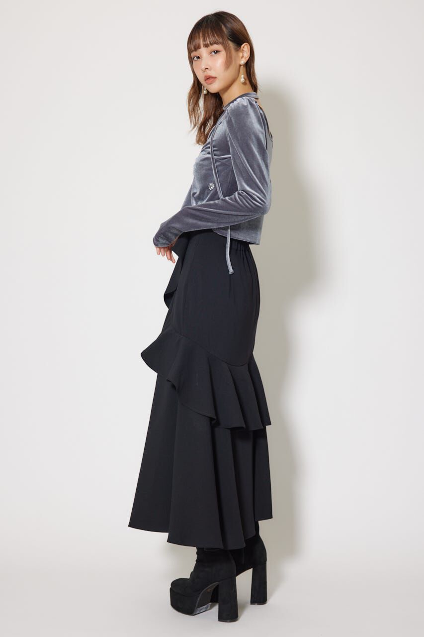 rienda「チョーカーセットフラワービジューベロアトップス」|Tシャツ・カットソー|