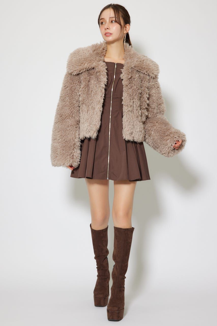 rienda「ショート丈フェイクプードルファーブルゾン」|ブルゾン・スタジャン|