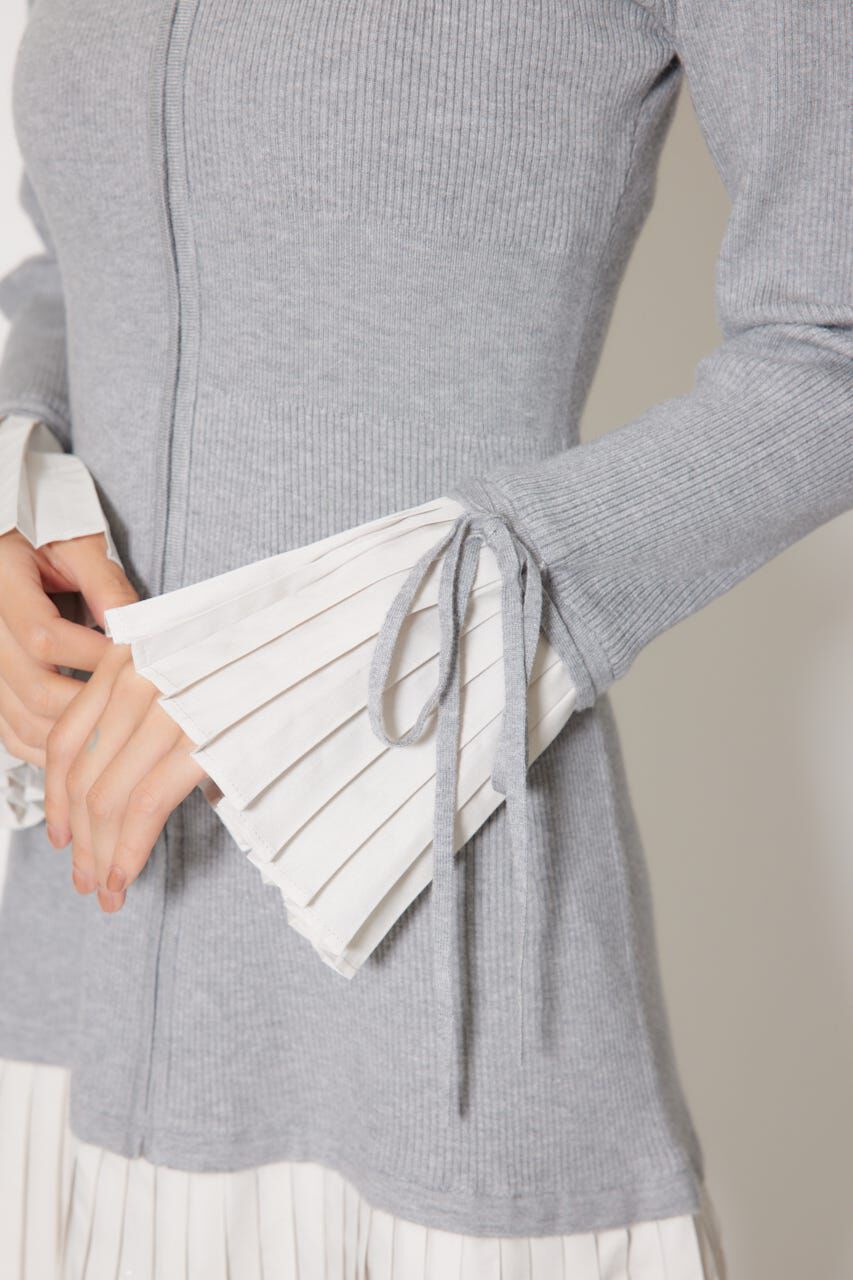 rienda「レイヤードパターンシャツニットミニワンピース」|ワンピース|