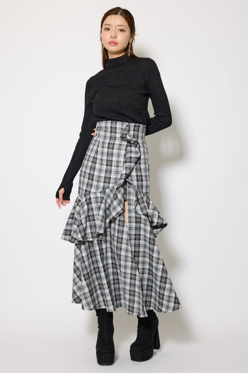 rienda「チェックフリルスリットスコートショートパンツ」|その他|