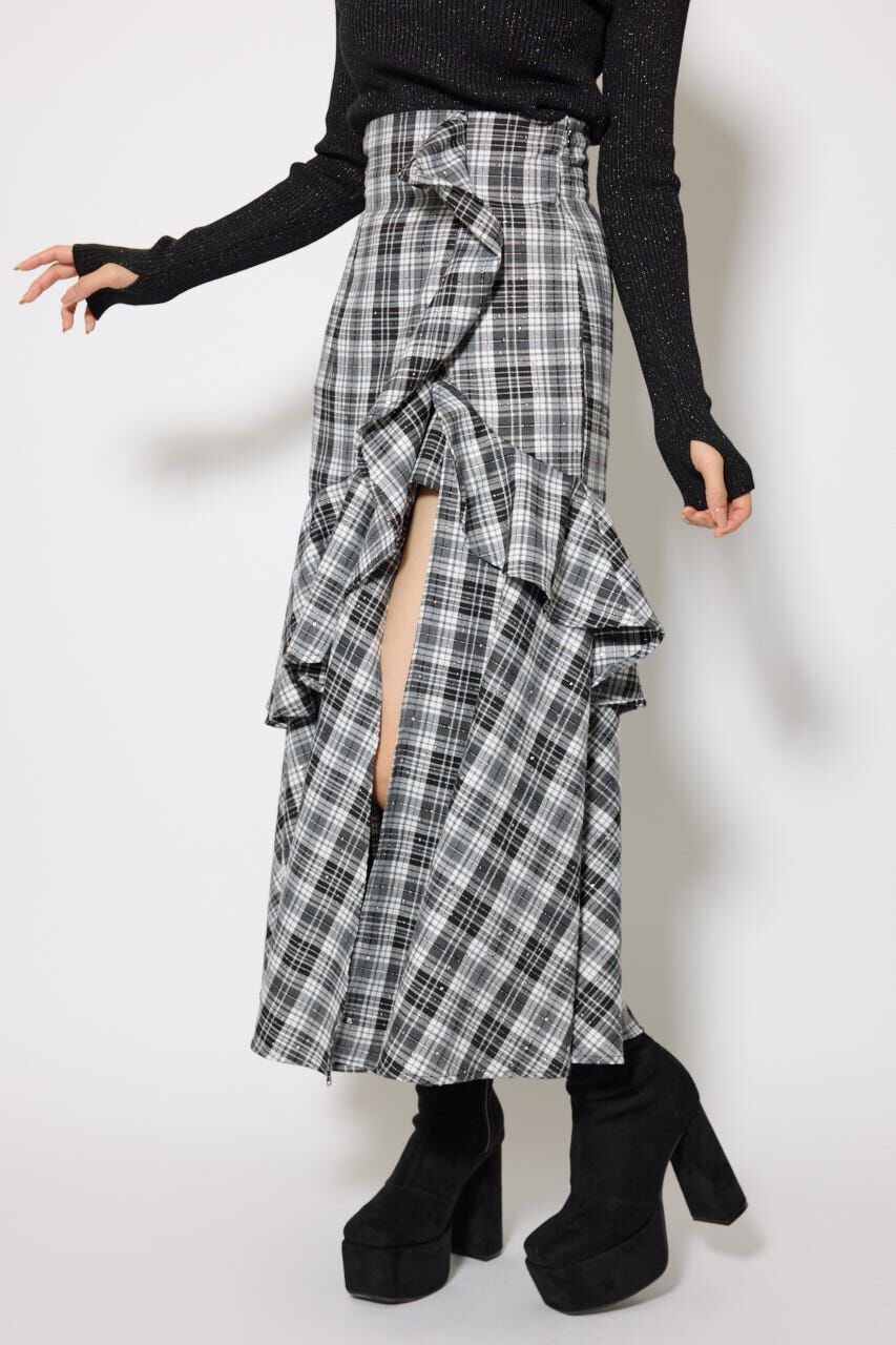 rienda「チェックフリルスリットスコートショートパンツ」|その他|