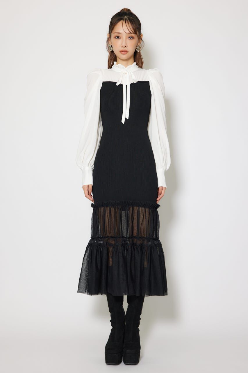 rienda「チュールドッキングニットマーメイドワンピース」|ワンピース|