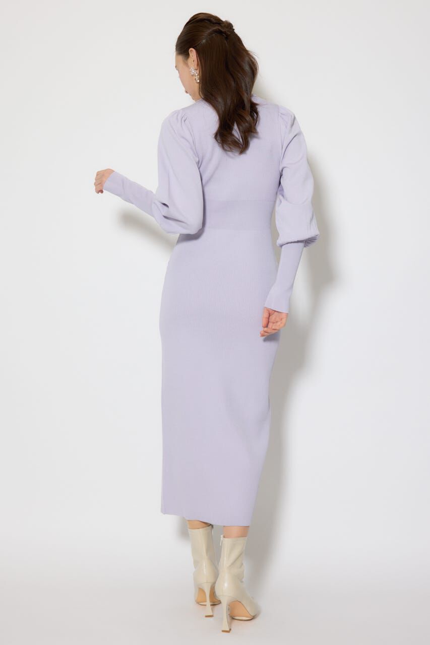 rienda「パフロングスリーブニットタイトワンピース」|ワンピース|