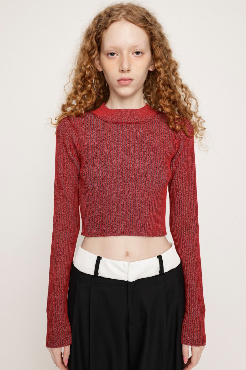 SLY「BI COLOR CROP RIB トップス」|ニット・セーター|RED