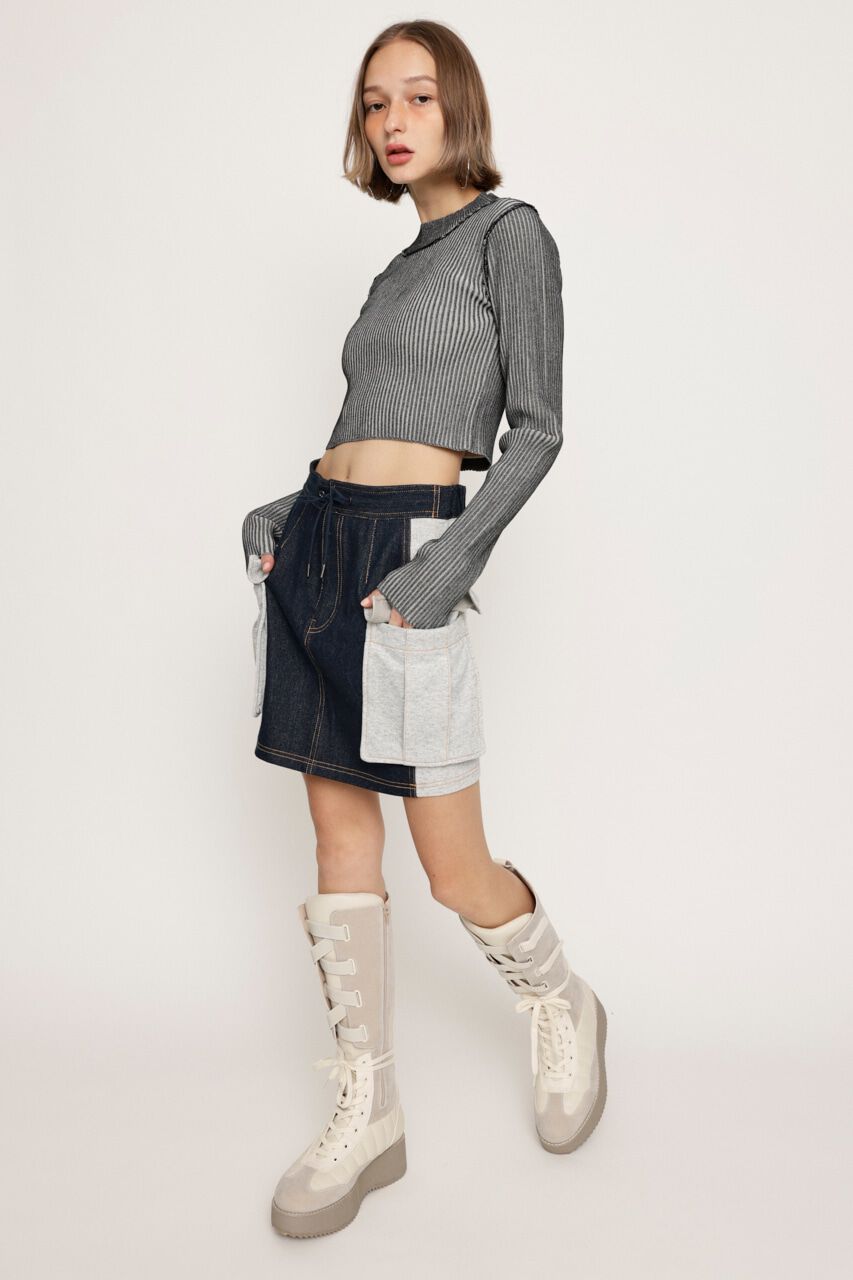 SLY「BI COLOR CROP RIB トップス」|ニット・セーター|