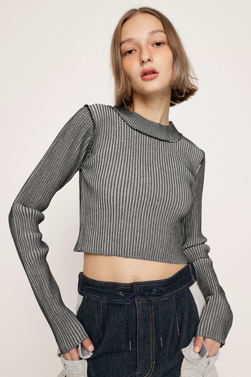 SLY「BI COLOR CROP RIB トップス」|ニット・セーター|