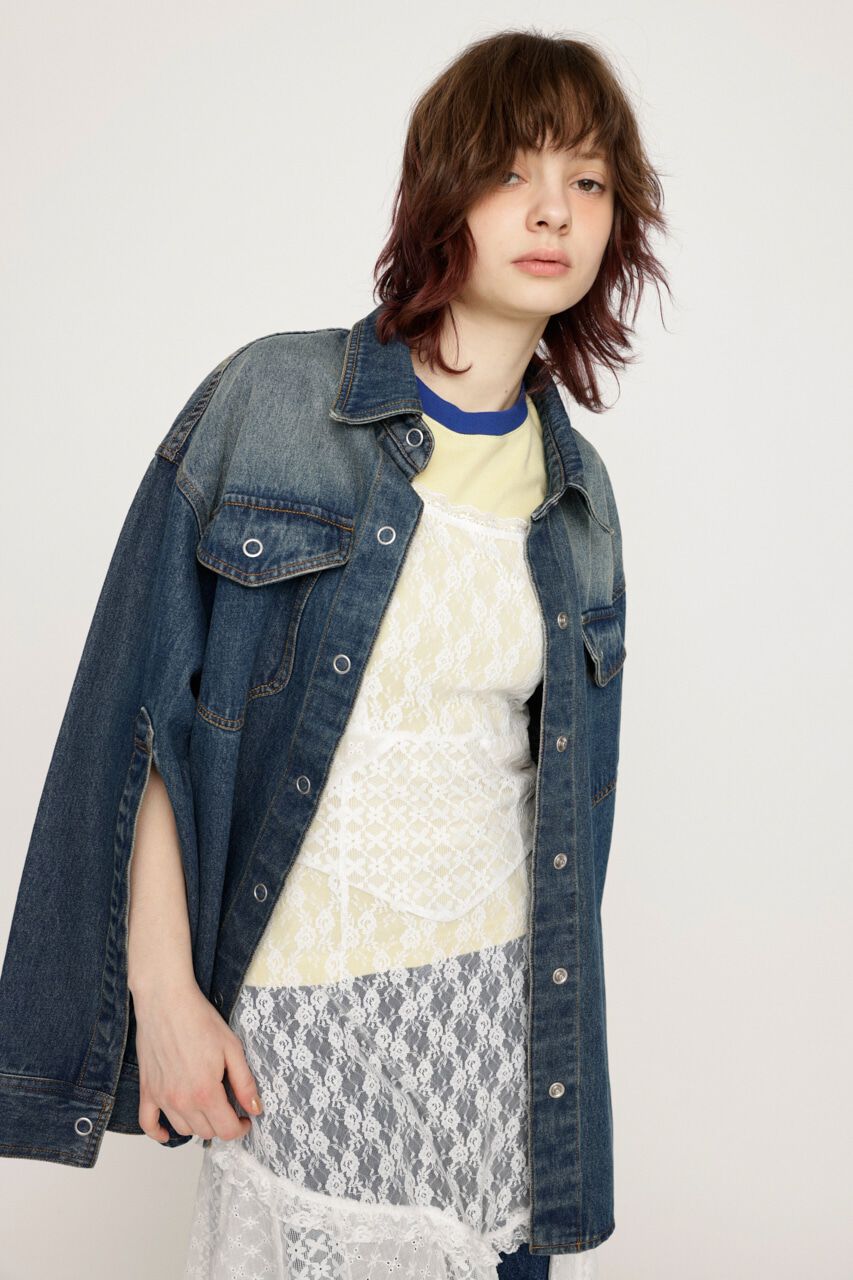 SLY「ARM SLIT DENIM SH ジャケット」|デニムジャケット|