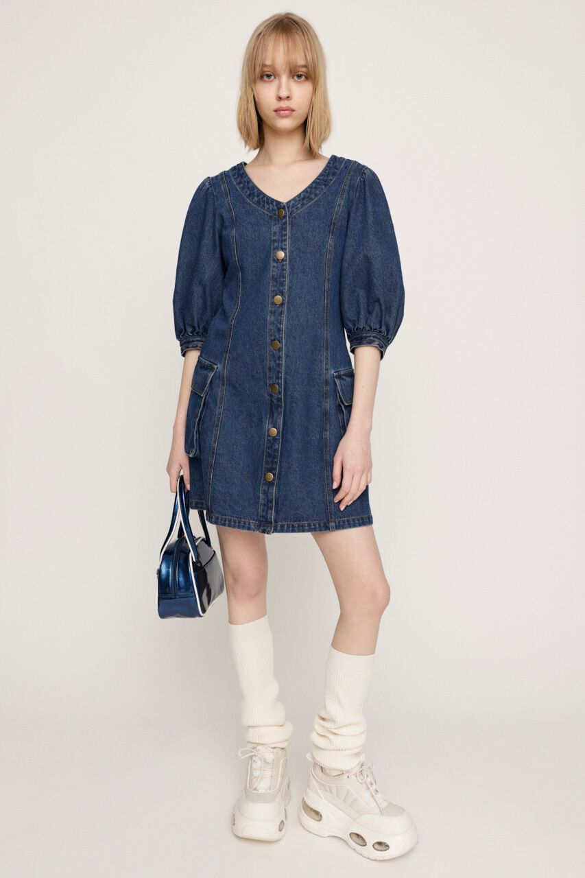 SLY「V NECK DENIM ショートワンピース」|ワンピース|