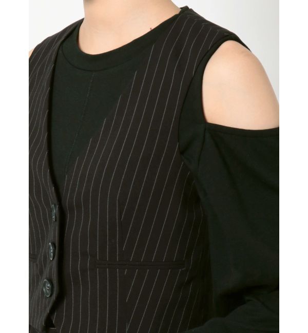 EMODA「ノーカラーコンパクトベスト」|ベスト・ジレ|