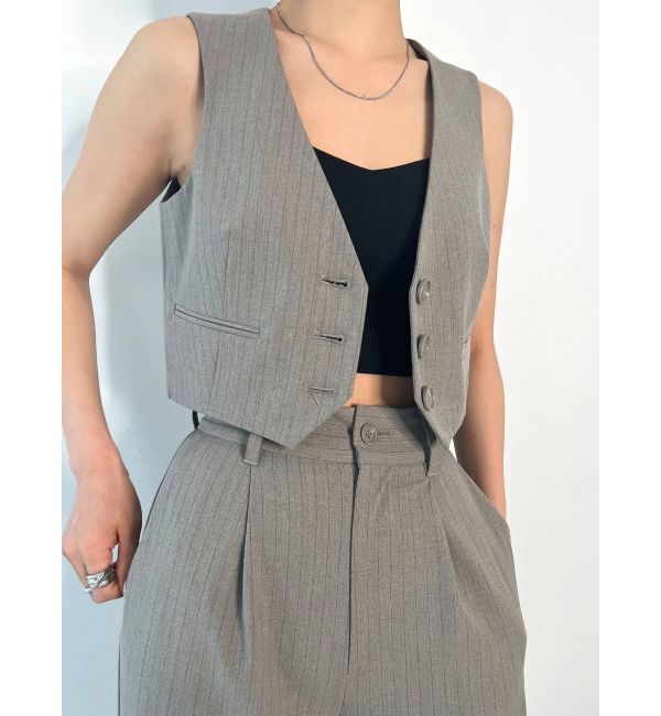 EMODA「ノーカラーコンパクトベスト」|ベスト・ジレ|