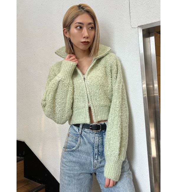 EMODA「フロントジップカラーニットトップ」|ニット・セーター|