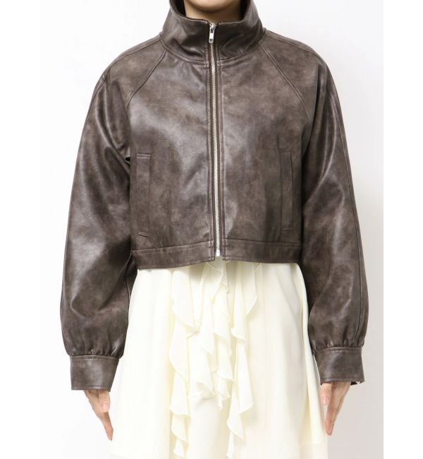 MERCURYDUO「フェイクレザークロップドブルゾン」|ブルゾン・スタジャン|