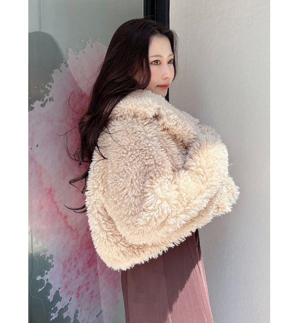 MERCURYDUO「テーラードカラーフェイクファーショートコート」|その他|