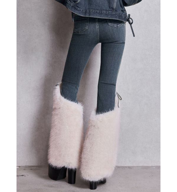 GYDA「ハイウエスト LEG 2WAY ECO FURサイドレースアップフレアデニムパンツ」|デニム|