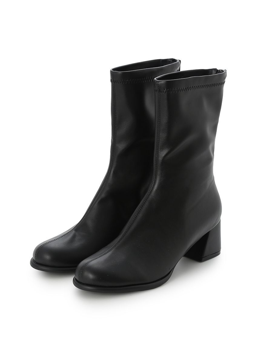 Mila Owen「チャンキーヒールストレッチショートブーツ」|ショートブーツ|BLK