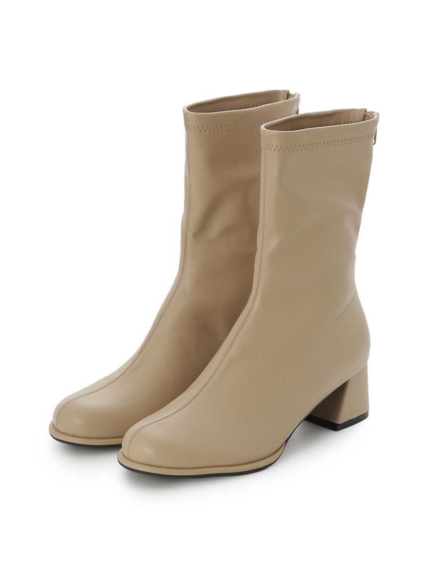 Mila Owen「チャンキーヒールストレッチショートブーツ」|ショートブーツ|BEG