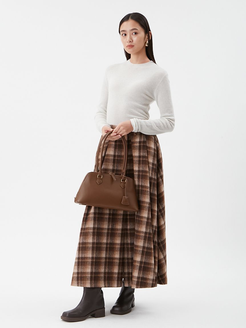 Mila Owen「シャギーチェックタックマキシスカート」|スカート|