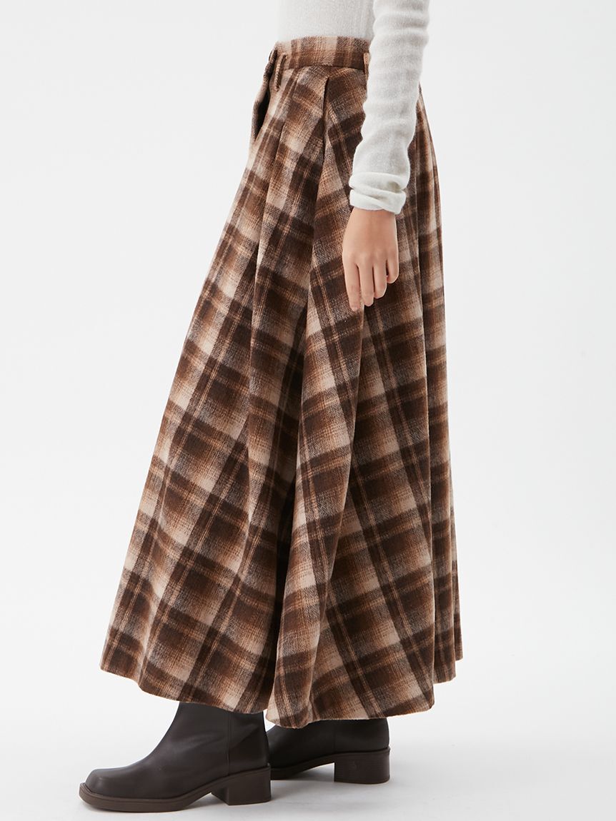 Mila Owen「シャギーチェックタックマキシスカート」|スカート|
