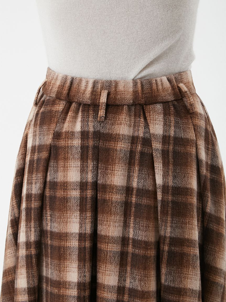 Mila Owen「シャギーチェックタックマキシスカート」|スカート|