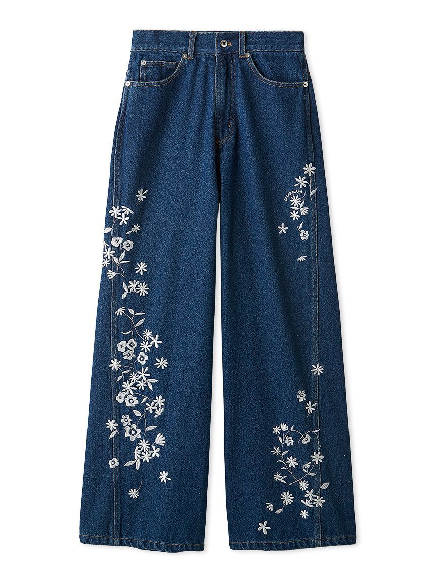 FURFUR「フラワー刺繍デニムパンツ」|デニム|