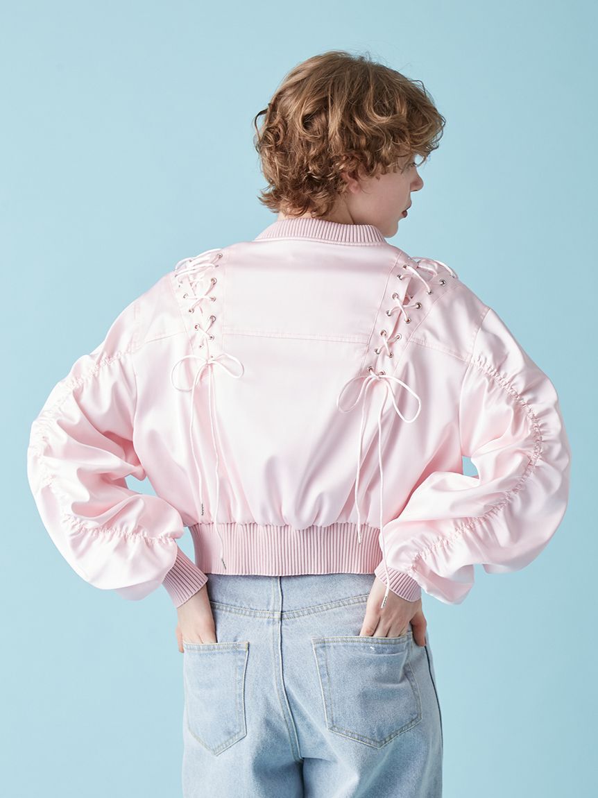 FURFUR「レースアップサテンブルゾン」|ブルゾン・スタジャン|