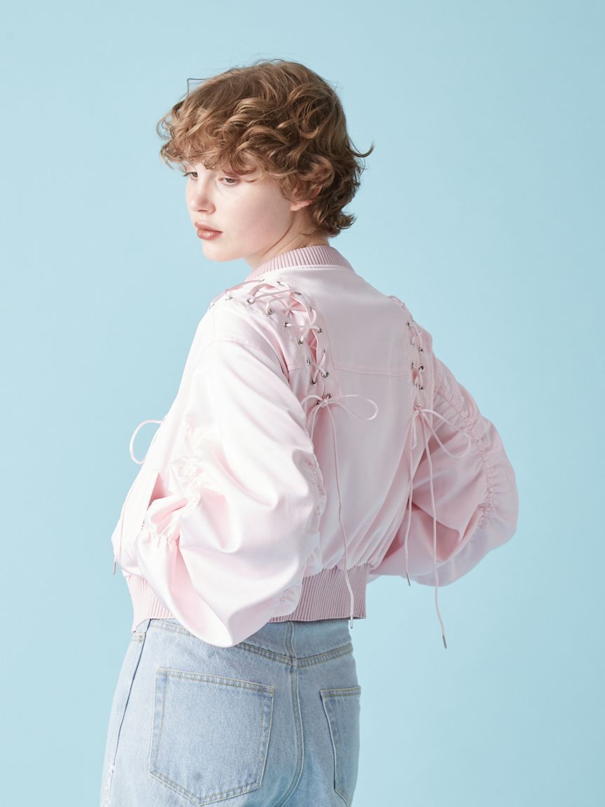 FURFUR「レースアップサテンブルゾン」|ブルゾン・スタジャン|