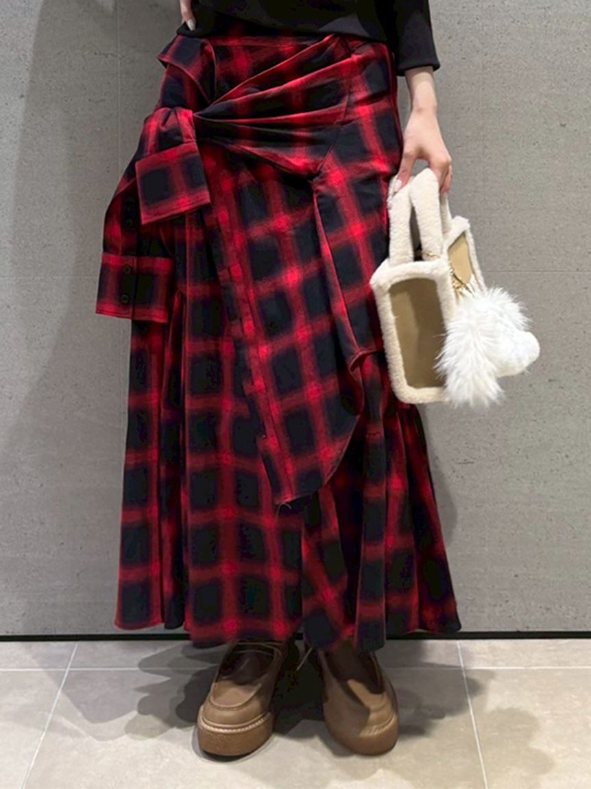 FURFUR「シャツドッキングチェックスカート」|スカート|