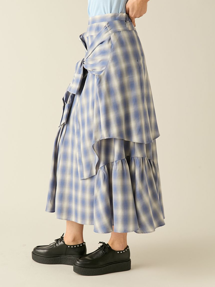 FURFUR「シャツドッキングチェックスカート」|スカート|