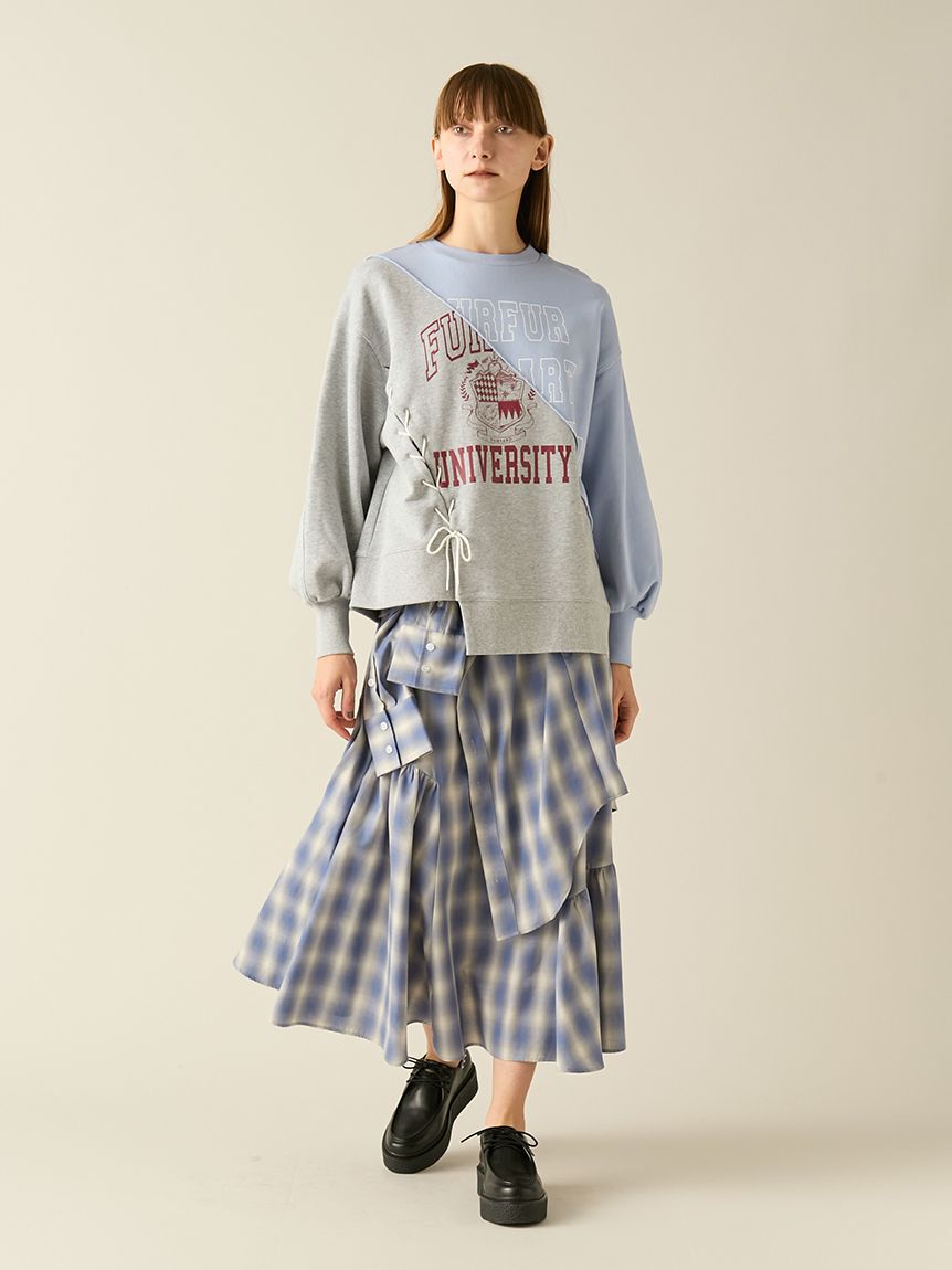 FURFUR「シャツドッキングチェックスカート」|スカート|