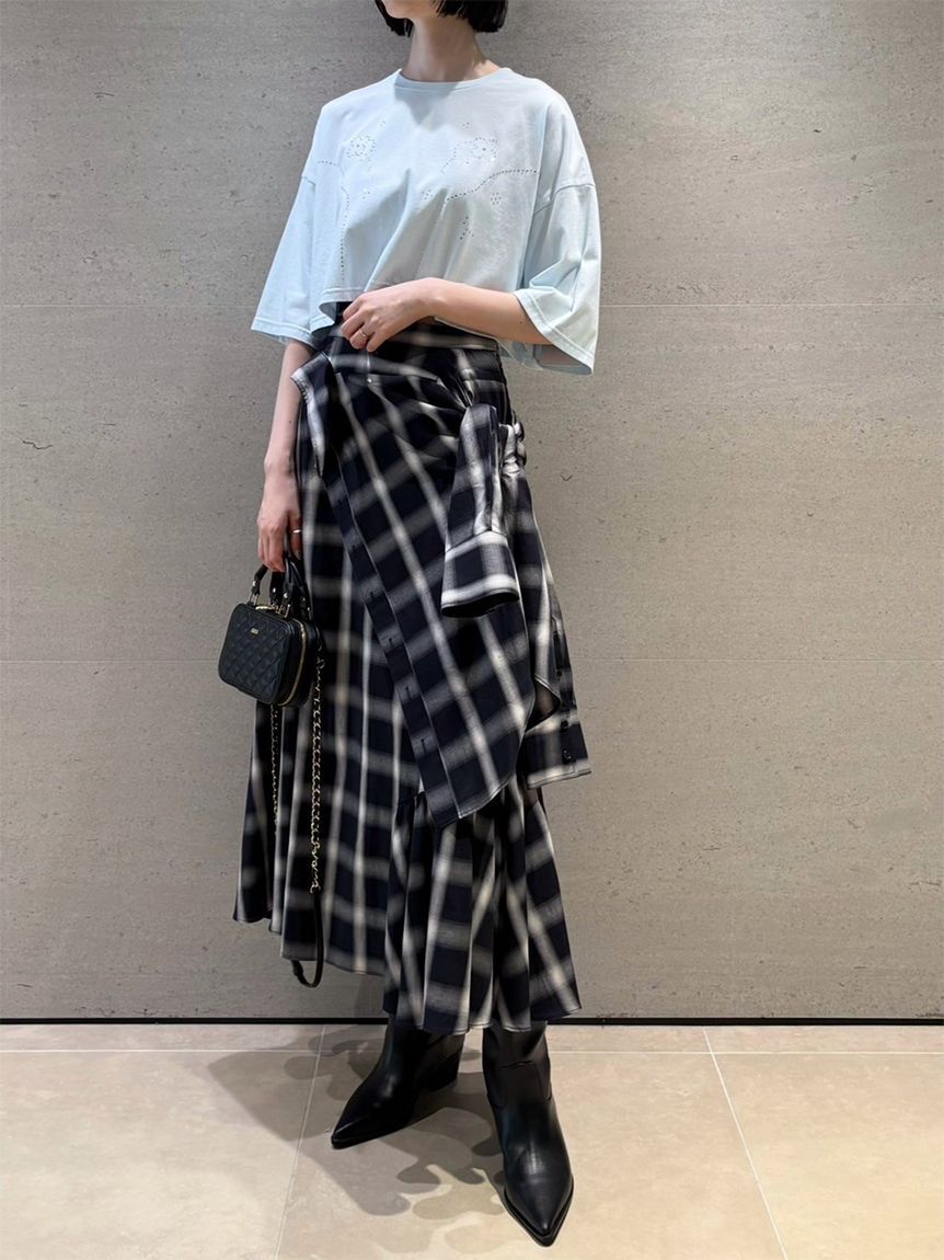 FURFUR「シャツドッキングチェックスカート」|スカート|