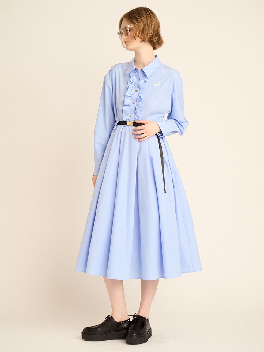 FURFUR「【限定サイズ】ベルト付きフリルシャツワンピース」|ワンピース|