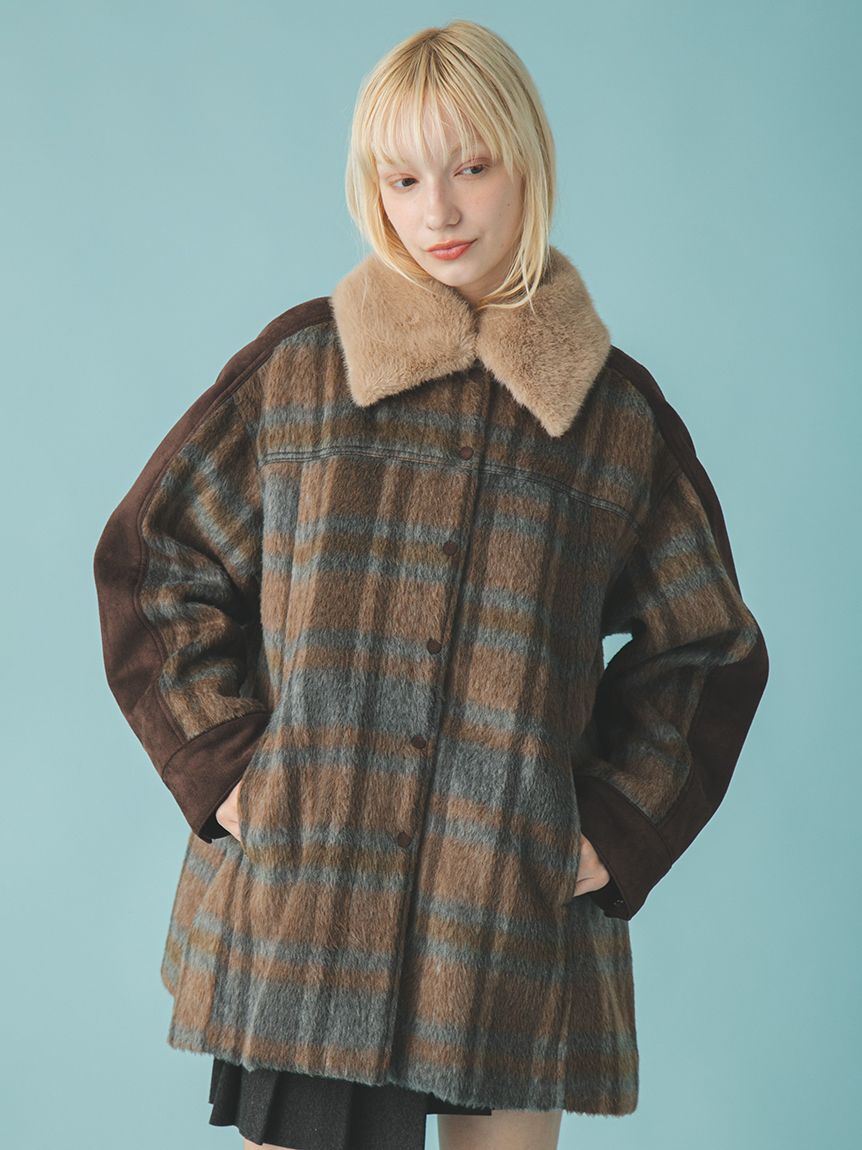 FURFUR「2WAYエコファーカラーシャツコート」|ステンカラーコート|