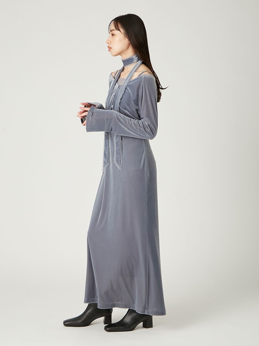 FRAY I.D「シアーベロアカーデ&キャミワンピース」|ワンピース|