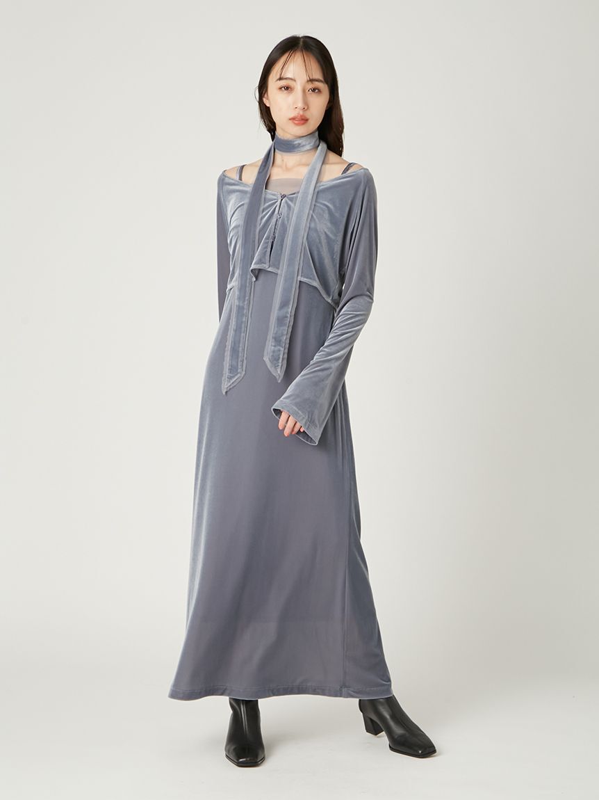 FRAY I.D「シアーベロアカーデ&キャミワンピース」|ワンピース|