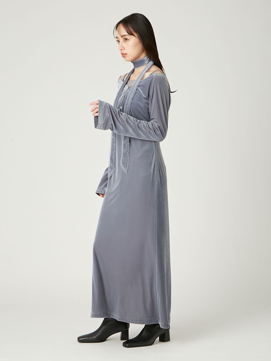 FRAY I.D「シアーベロアカーデ&キャミワンピース」|ワンピース|