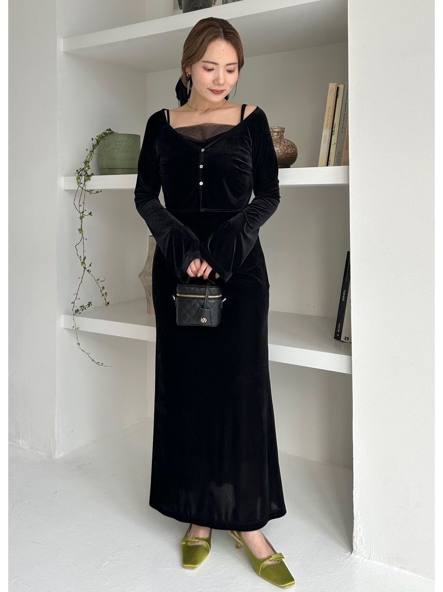 FRAY I.D「シアーベロアカーデ&キャミワンピース」|ワンピース|