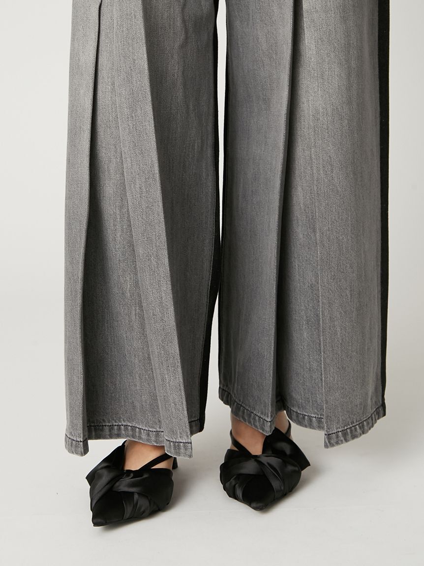 FRAY I.D「ボックスタックワイドデニムパンツ」|デニム|