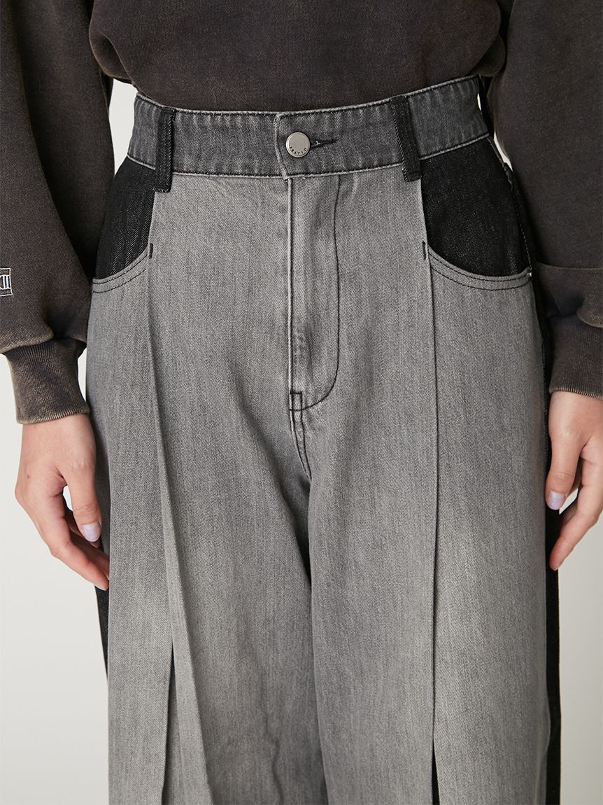 FRAY I.D「ボックスタックワイドデニムパンツ」|デニム|