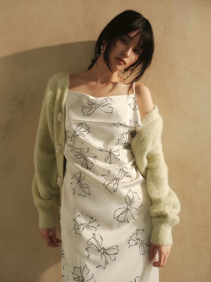 FRAY I.D「パールリボンシャギーミドルＶネックカーディガン」|カーディガン|MNT