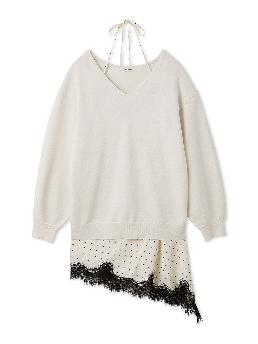 LILY BROWN「【WEB限定カラー】カシミヤブレンドニットセットサテンミニワンピース」|ワンピース|