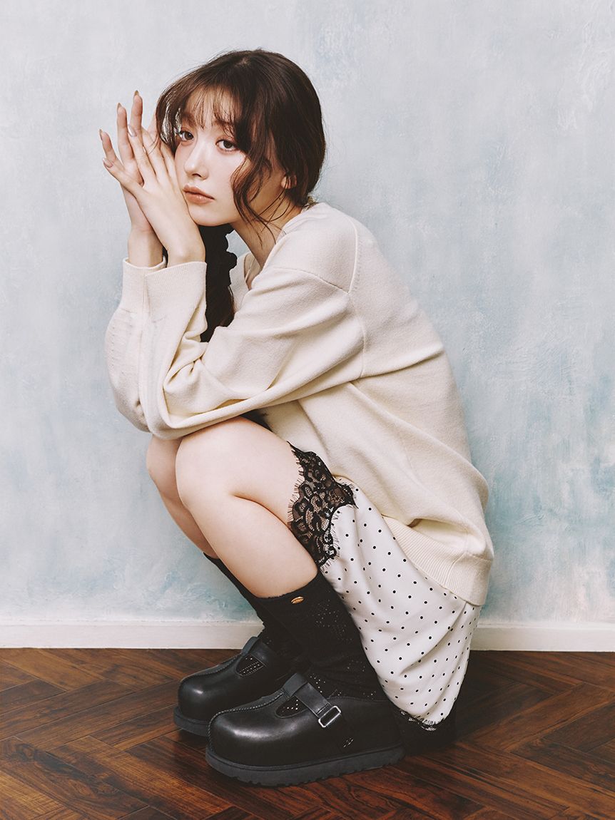 LILY BROWN「【WEB限定カラー】カシミヤブレンドニットセットサテンミニワンピース」|ワンピース|