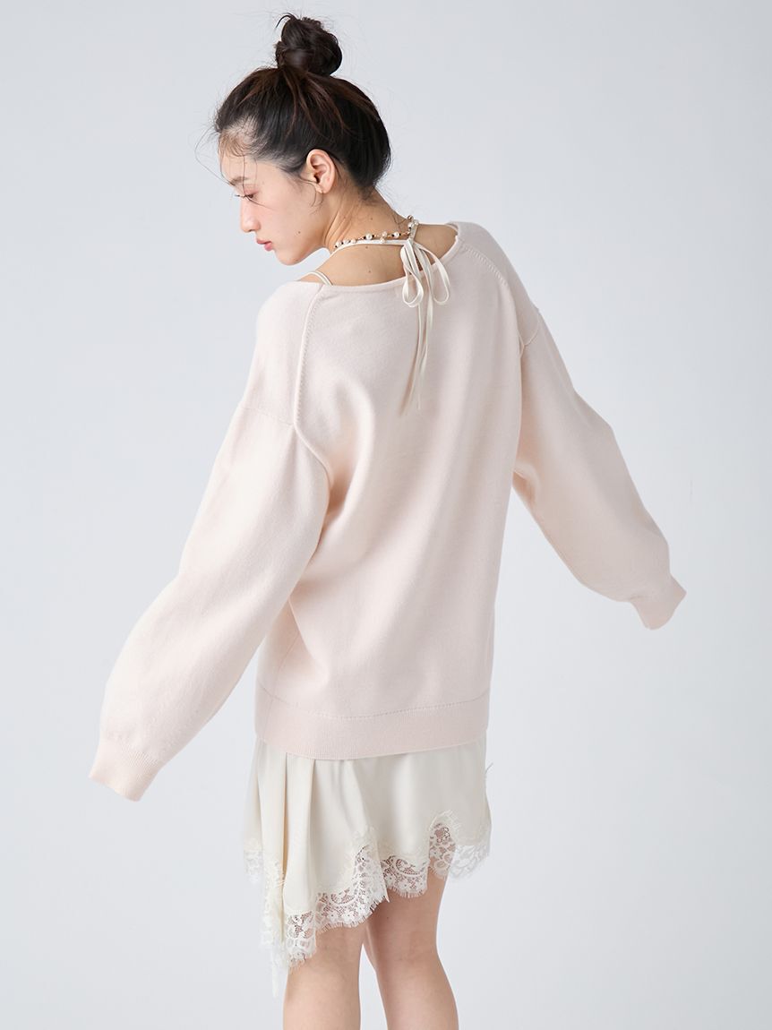 LILY BROWN「【WEB限定カラー】カシミヤブレンドニットセットサテンミニワンピース」|ワンピース|