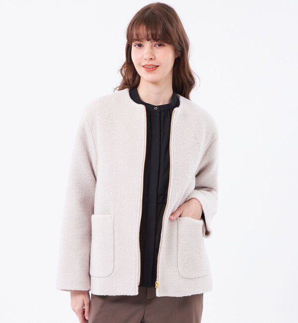 MACKINTOSH PHILOSOPHY「【WEB&一部店舗限定】ウールパイルノーカラーショートコート」|その他|オフホワイト