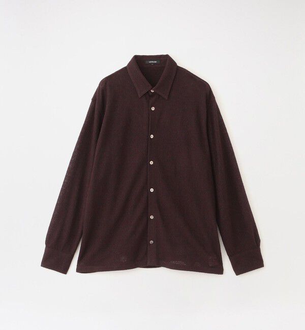  「ウールレースジャカードニットシャツ」|シャツ・ブラウス|ブラウン