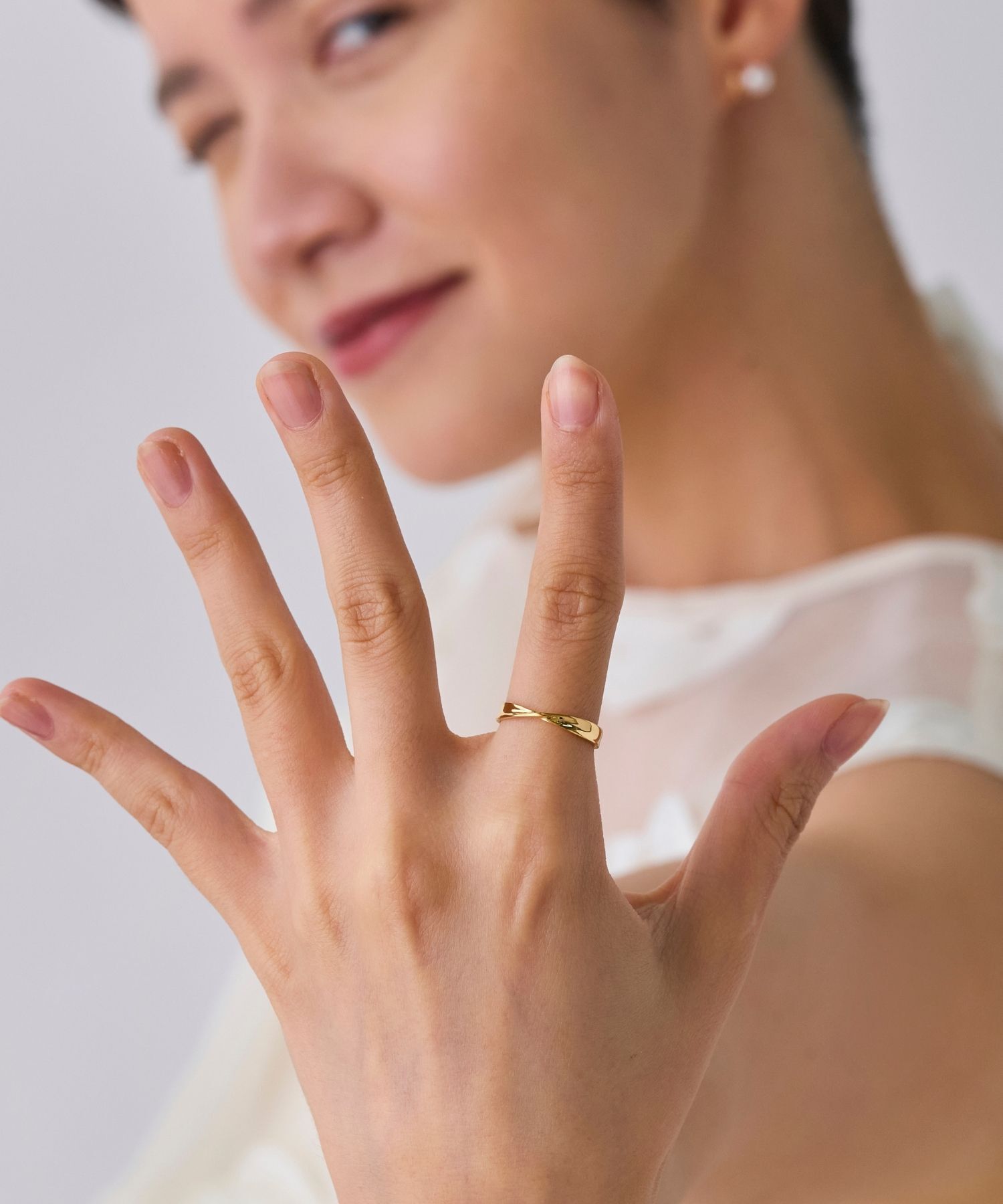 JUPITER「【SV925】リボンクロスリング/ペア/ゴールド」|リング|