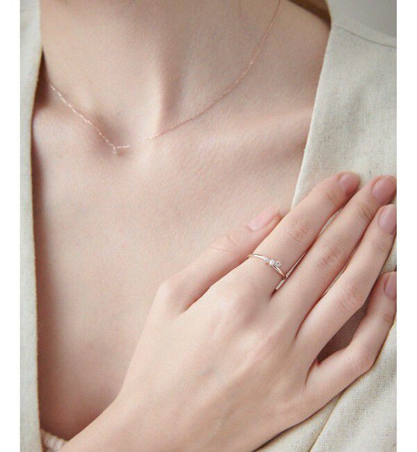 ete「K10MPG レイヤード ローズクォーツ/パール リング」|リング|