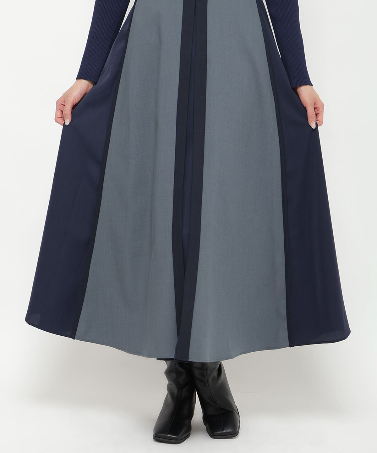 アンドクチュール「配色ドッキングワンピース」|ワンピース|