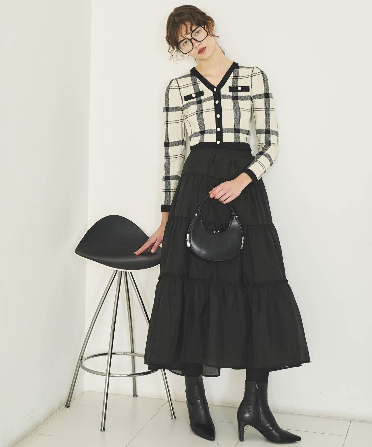 アンドクチュール「オーガンティアードスカート」|フレア|