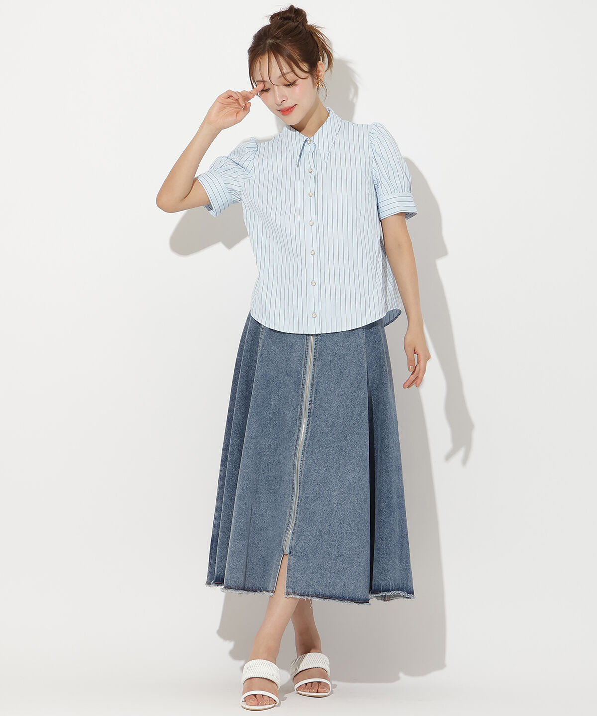 アンドクチュール「バタフライリボンストライプブラウス」|シャツ・ブラウス|